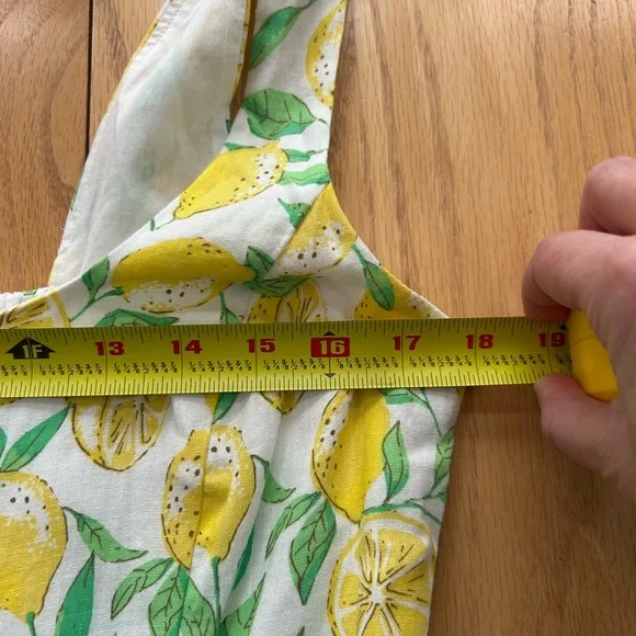 Gap Medium Linen Blend Lemon Print Dress NWT Summer Sundress Smocked Back A-Line - Picture 7 of 11